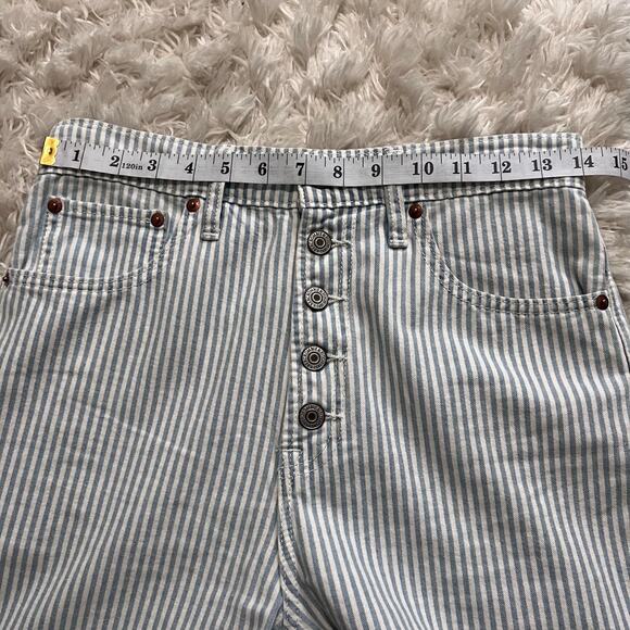 Abercrombie & Fitch Blue Striped Button Fly Pants Size 27/4R - Picture 5 of 7